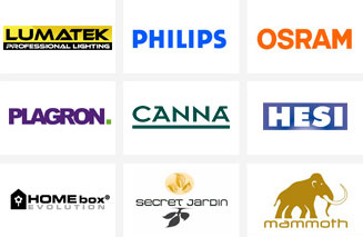 Lumatek, Philips, Osram, Plagron, Canna, Hesi, Homebox, Secret Jardin, Mammoth